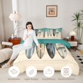 thumbnail image 3 of Castle Fairy Shabby Vintage Surfboard Queen Comforter Set 3 Pieces,Palm Hibiscus Wooden Board Comforter Sets Queen,Cream Teal,Grey Reversible,1 Comforter and 2 Pillowcases, 3 of 6