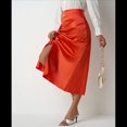 thumbnail image 4 of Falda de Satén de Seda con Cintura Alta y Cremallera para Mujer. Color Naranja L, 4 of 7