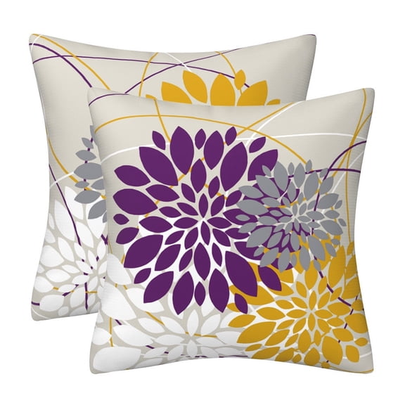 BKER Elegant Colored Throw Pillows Cover Farmhouse Outdoor For Home Living Room Sofa Couch Bed Modern Floral Linen Square Cushion Case Set Of 2