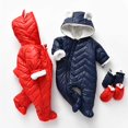 thumbnail image 2 of Traje de nieve con capucha para bebé, niño y niña, mono con cremallera y relleno, chaqueta acolchada infantil con guantes de 3 a 24 meses Adepaton CJWUS-5880, 2 of 7