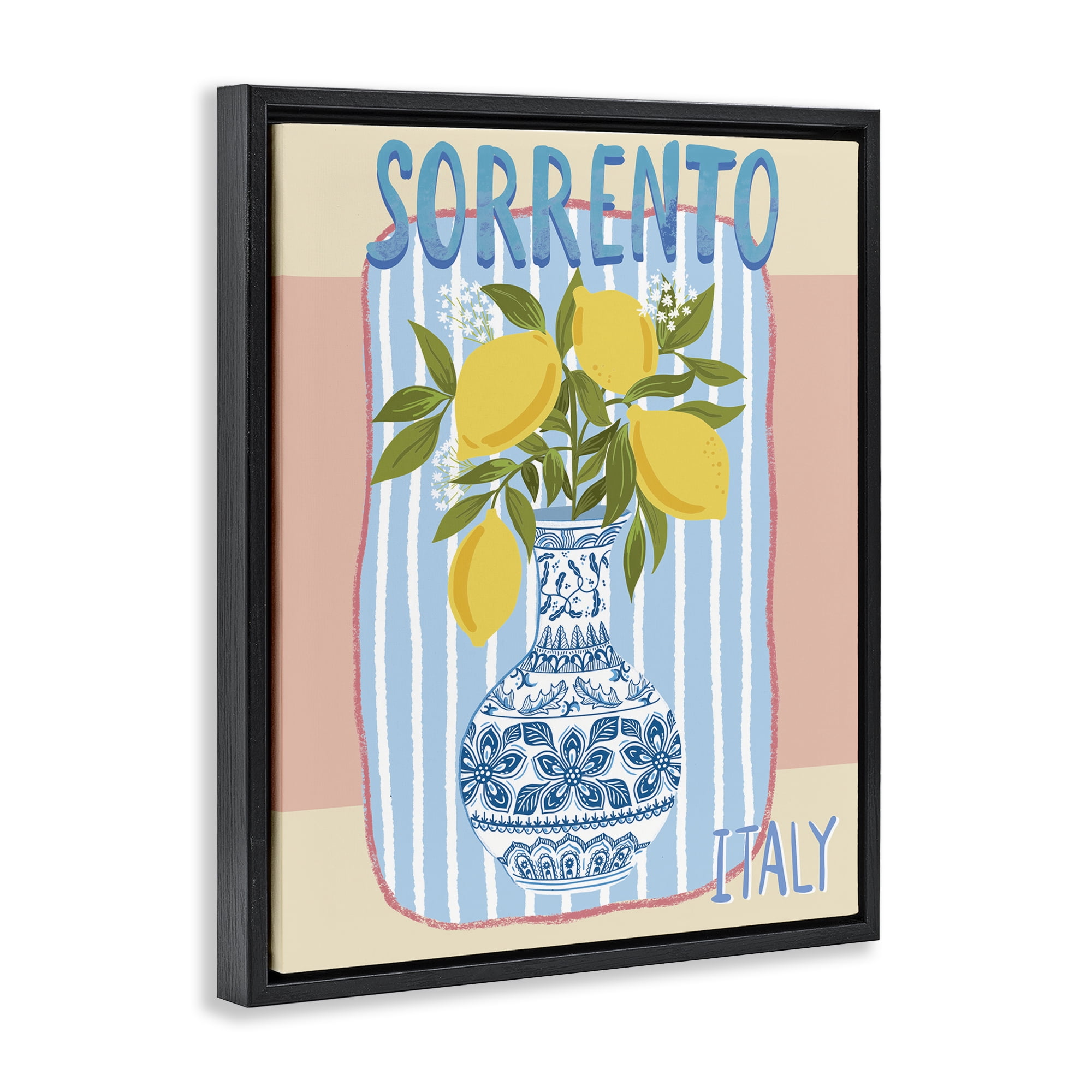 Stupell Industries Italian Summer Lemons Food & Beverage Painting Black Floater Framed Canvas Art Print Wall Art, 25 x 31