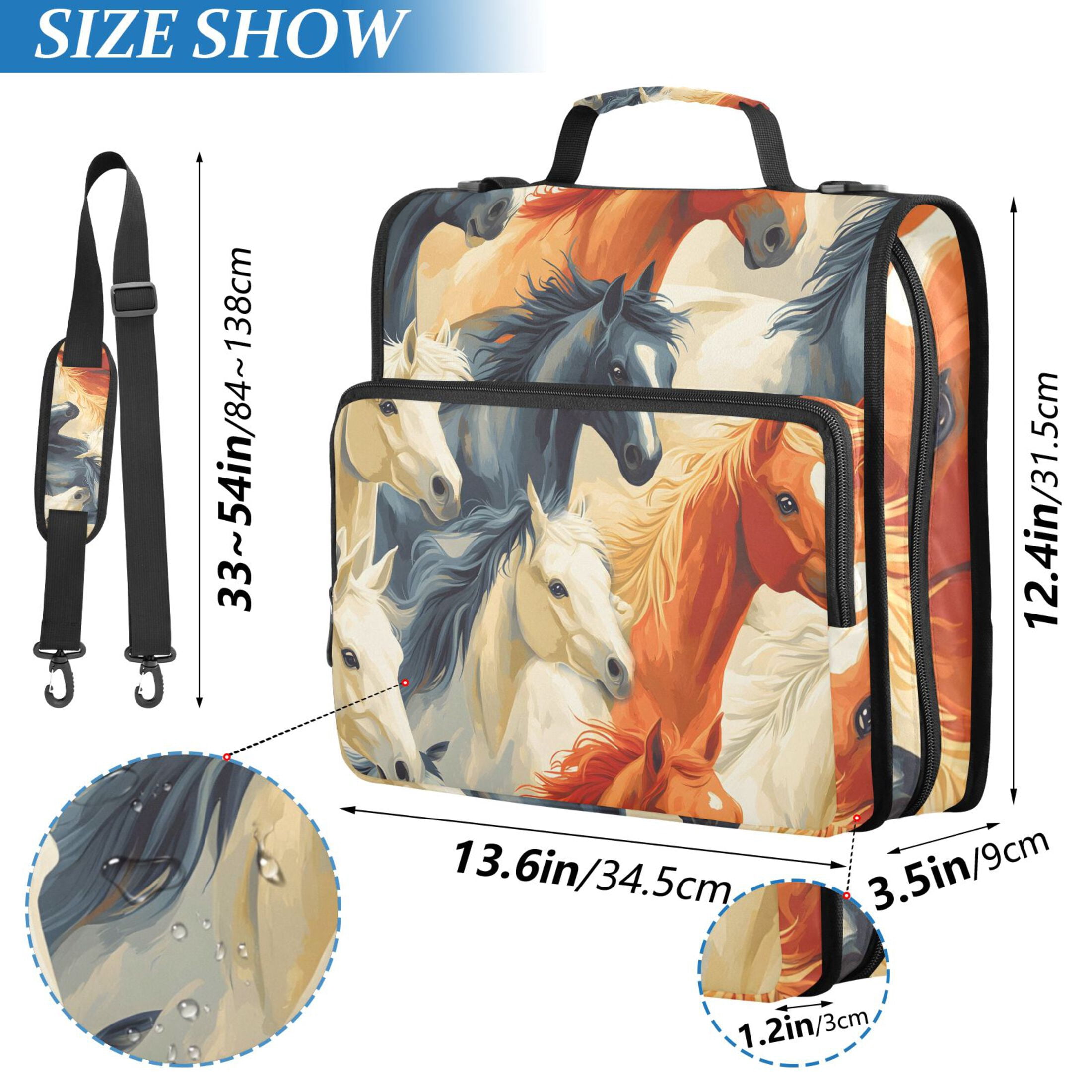ALAZA Zipper Binder Horses 3 Ring Trapper Keeper File Folder Organizer Bag