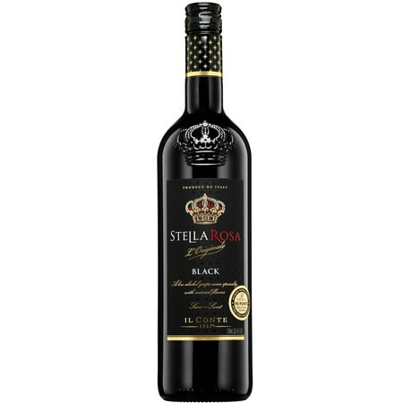 Stella Rosa Black Semi-Sweet Red Wine, 750ml Glass Bottle, Piedmont Italy, Serving Size 6oz