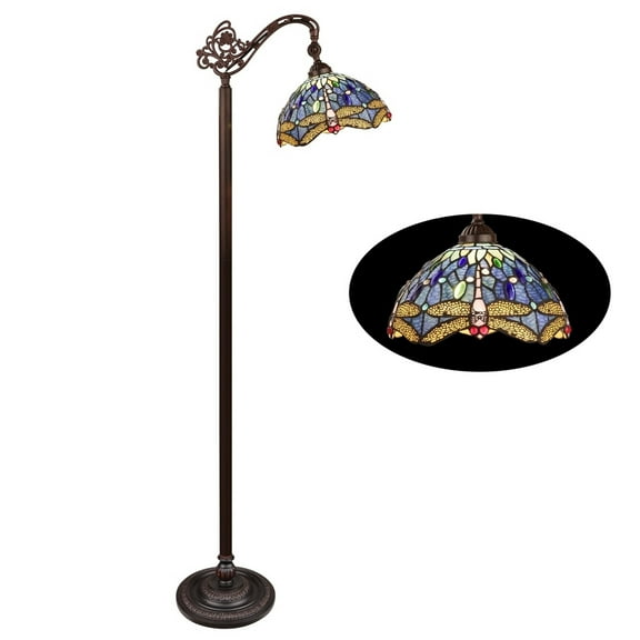 CHLOE Lighting SUNNIVA Dragonfly-Style 1-Light Dark Bronze Finish Reading Floor Lamp 11" Shade