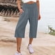 thumbnail image 3 of Pantalones de mujer de pierna ancha y fina con cintura de siete puntos de lino y algodón para mujer de estilo europeo y americano., 3 of 5
