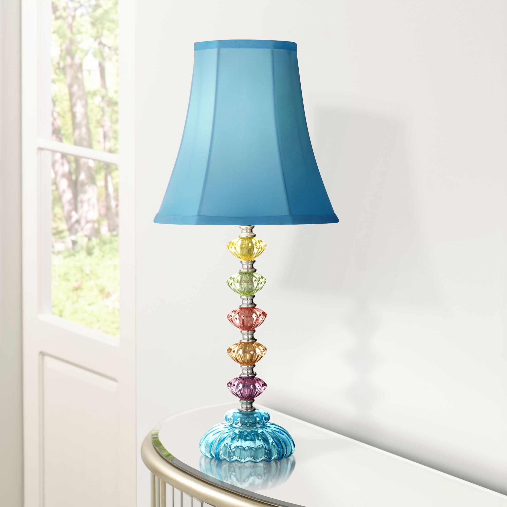 360 Lighting Bohemian Accent Table Lamp, Blue Table Lamps Bedroom