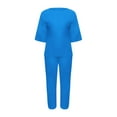 thumbnail image 4 of Pyhlmscde Lounge Sets for Women, Womens Summer Casual Solid Color Crewneck Top & Pants Cotton Linen Two Set, Two Piece Sets for Women Light Blue 4XL, 4 of 4