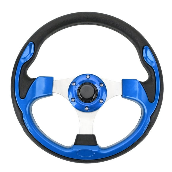 Universal 13in Racing Style PU Aluminum Comfortable Grip 6 Hole Car Steering Wheel with Horn Button Ideal for Racing Enthusiasts
