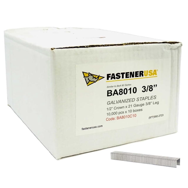 3/8" Leg x 1/2" Crown 21GA GALV 8010 Staples 100,000ct | BA8010C10