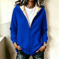 thumbnail image 2 of VISALY Sherpa Fleece Linen Hoodie for Women Thick Hoodie Jacket Trendy Going Out Fleece Hoodie Comfort Lined Outer Coat Full Zip Sweatshirt Outwear Winter Coat Zipper Hooded Jacket Dark Blue 5Xl, 2 of 5