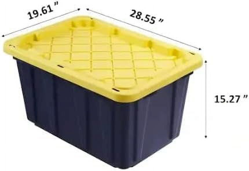 HDX Strong Box Plastic Storage Tote Polypropylene 27 Gal, Black and Yellow