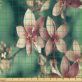 thumbnail image 2 of Ambesonne Spring Fabric by the Yard Upholstery, Sakura Seasonal Branches Art, 1 Yard, Teal Rose and Pink, 2 of 5