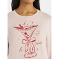 thumbnail image 4 of Women's Christmas Party Cheers Crewneck Hacci Top from Holiday Time, Sizes S-XXXL, 4 of 5