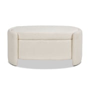 Jennifer Taylor Home Fuji 44 Upholstered Boucle Oval Storage Bench Ivory White