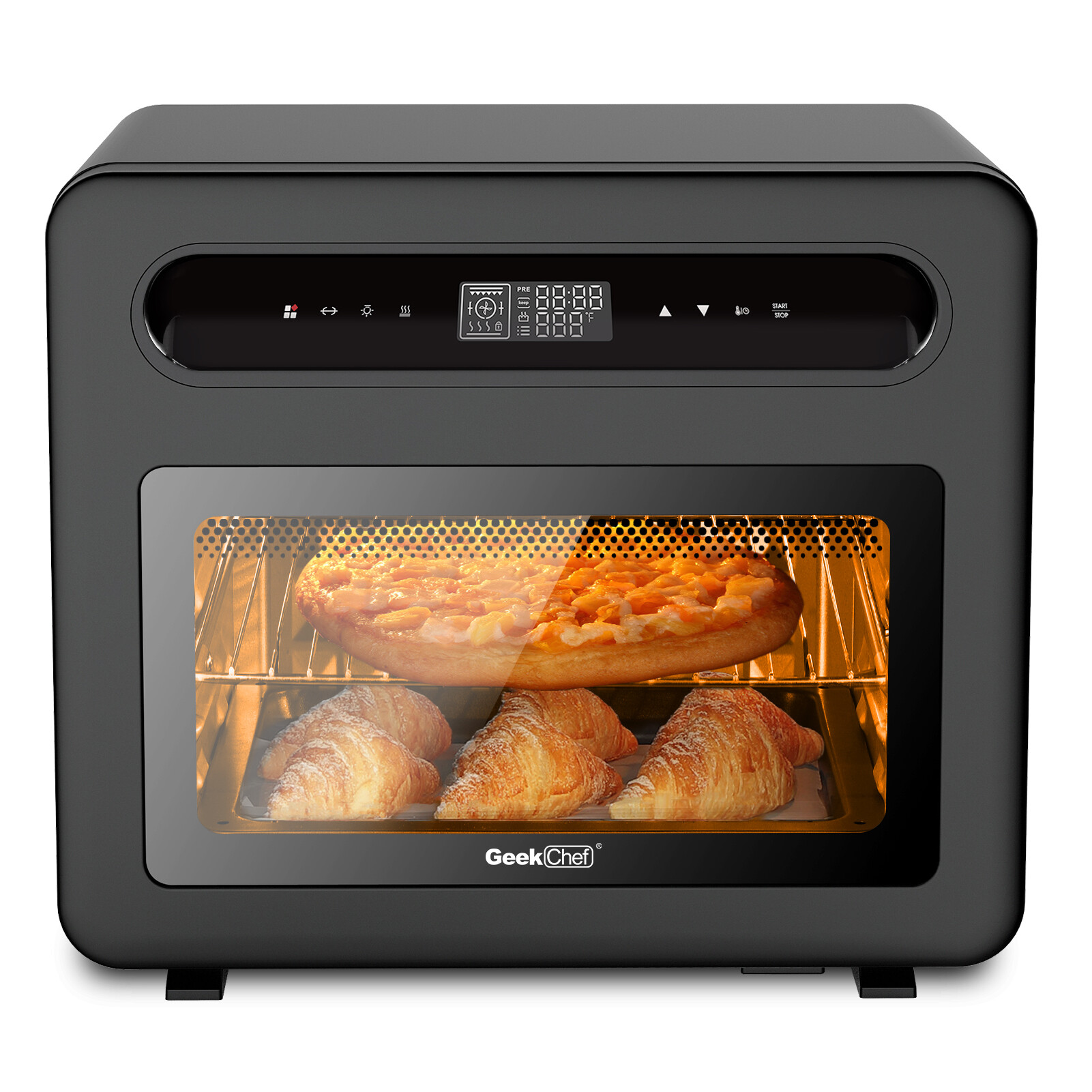 Chef Steam Air Fryer Toast Oven Combo , 26 QT Steam Convection Oven Countertop , 50 Cooking Presets, with 6 Slice Toast, 12" Pizza, Black Stainless Steel - image 1 of 7