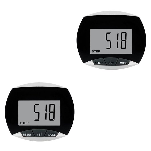 Greeniant LCD podómetro contador de pasos con clip para cinturón accesorio de ejercicio multifuncional fitness caminar para anciano regalo Negro 2piezas