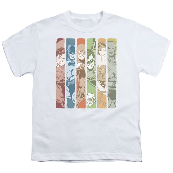 DC Comics Men's Justice League Columns T-shirt White