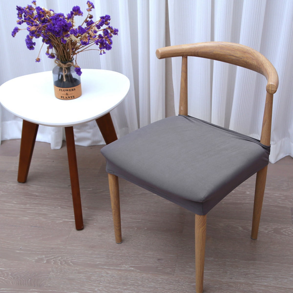 Stretch Spandex Jacquard Dining Room Chair Seat Covers, Removable