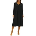thumbnail image 5 of Antinious Women Solid Loose Long Sleeve Button Closure Daily Wear Nightgown, 5 of 5