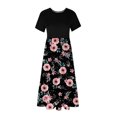 thumbnail image 4 of Penkiiy Women's Summer Floral Print Casual Short Sleeve Crewneck Basic Swing T Shirt Dress Flowy Beach Vacation Sundress S Pink, 4 of 4