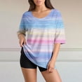 thumbnail image 4 of 3/4 Sleeve Shirts For Women Cool T Shirts Womens Graphic T Shirts Womens Gradient Color Shirts Work Tops Soft Graphic Tees Elbow Sleeve Tops Women Womens Printed T Shirts Fitted Tops For W, 4 of 6