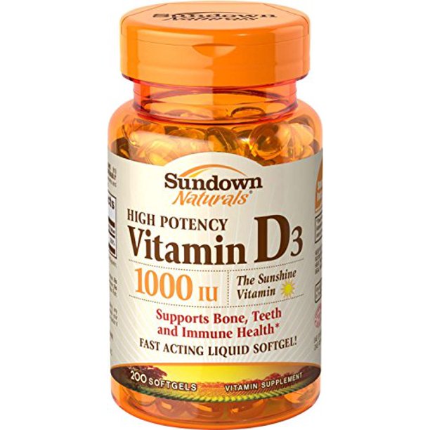 4 Pack Sundown Naturals High Potency D3 Vitamin D 1000 IU Softgels