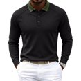 thumbnail image 2 of Mfakffe Men's Polo Shirts Classic Long Sleeve Golf T Shirt Fall Winter Big and Tall Lapel Collar Tops Work Cotton Tees (Black, S), 2 of 5