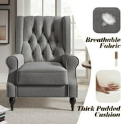 Merluxy Recliner Chair for Living Room,Classic Tufted,Widened Armrest and High Wingback,Fabric Gray