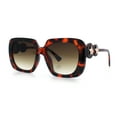 thumbnail image 5 of Womens Thick Rectangle Star Stud Jewel Trim Arm Diva Sunglasses Tortoise - Brown, 5 of 7