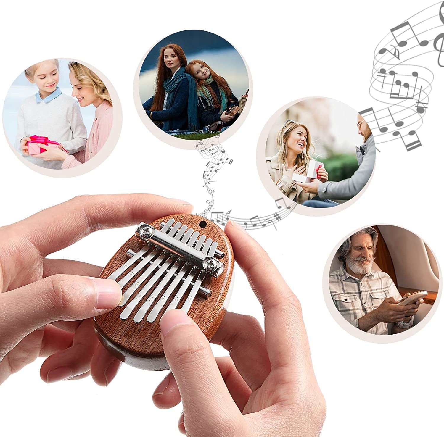 Kalimba 8 Key exquisite Finger Thumb Piano Marimba Musical good accessory Pendant Gif