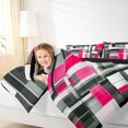 thumbnail image 5 of Manfei Abstract Geometric Twin Bedding, Watercolor Artwork Bedding Comforter Set, Pink, Black and White, Black Reversible 7pcs, 5 of 6