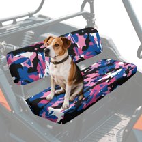 FKELYI Camo Pink Blue Black Print Mule Bench Seat Cover 2 Pcs Set Dustproof UTV Seat Cover Compatible with Kawasaki Mule 600/610 Washable Seats Protector Decor