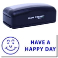 thumbnail image 1 of Large Pre-Inked Have a Happy Day Stamp, Slim 1854, Ultra Slim Design, Impression Size 1-13/16" by 2-1/2", Up to 25,000 Impressions - Blue Ink, 1 of 10