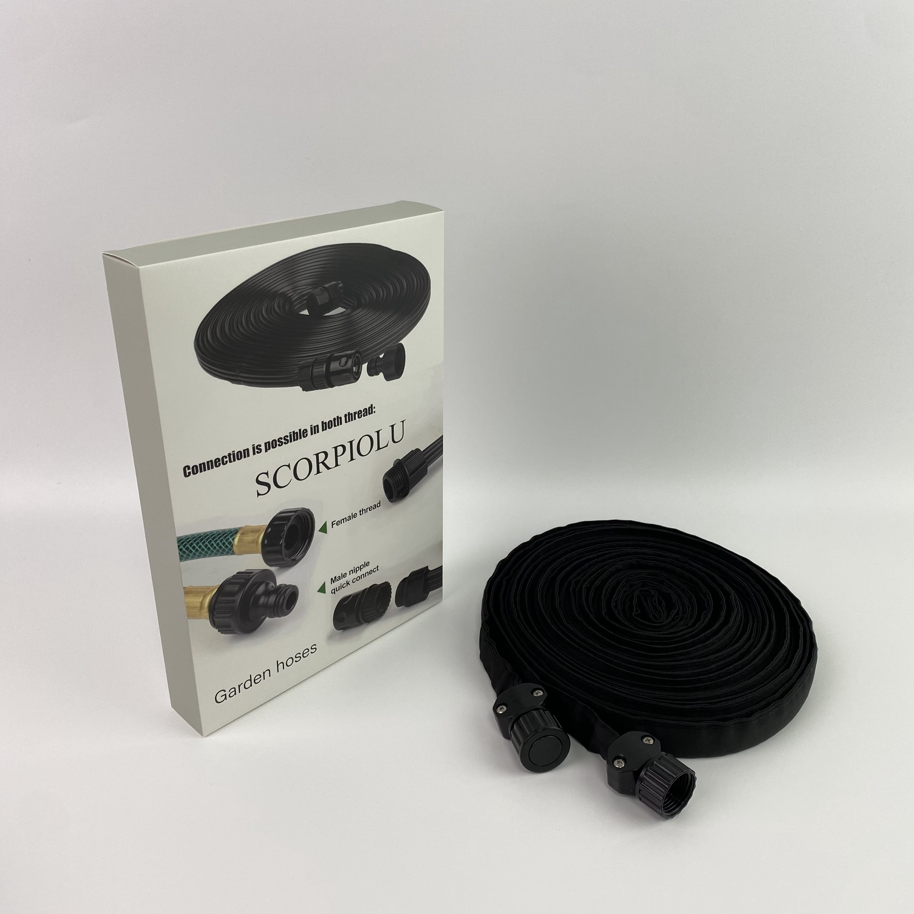 SCORPIOLU Garden hoses,Flat Soaker Hose for Garden Bed, 50ft 50ft*2 1/2" Linkable Consistent Drip Irrigation Hose Save 80% Water Leakproof Heavy Duty Double Layer Sprinkler Garden Hose (50FT)
