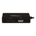 thumbnail image 2 of StarTech.com 4K USB C to HDMI, VGA & DVI Multi Port Video Display Adapter for Mac / Windows Ordinateur Portable & Monitor (CDPVGDVHDBP) - Adaptateur - 24 Broches USB-C Mâle vers HD-15 (VGA), DVI-I, HDMI Femelle - 5,9 Po - Noir - Convertisseur Actif, support 4K30Hz (3840 x 2160) (HDMI), 1920 x 1200 (WUXGA) support, 2 of 6