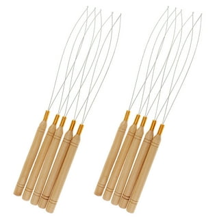 12PCS Wooden Hair Extension Loop Needle Threader DIY Hook Tool