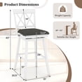 thumbnail image 3 of Costway 29" Bar Stool Wooden Chair Set of 4 with Contoured Backrest Swivel Padded Seat White, 3 of 10