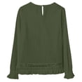 thumbnail image 4 of Casual Loose Fit Long Sleeve T Shirt Pure Color Breathable Blend Top For Everyday WearGreenXL, 4 of 7