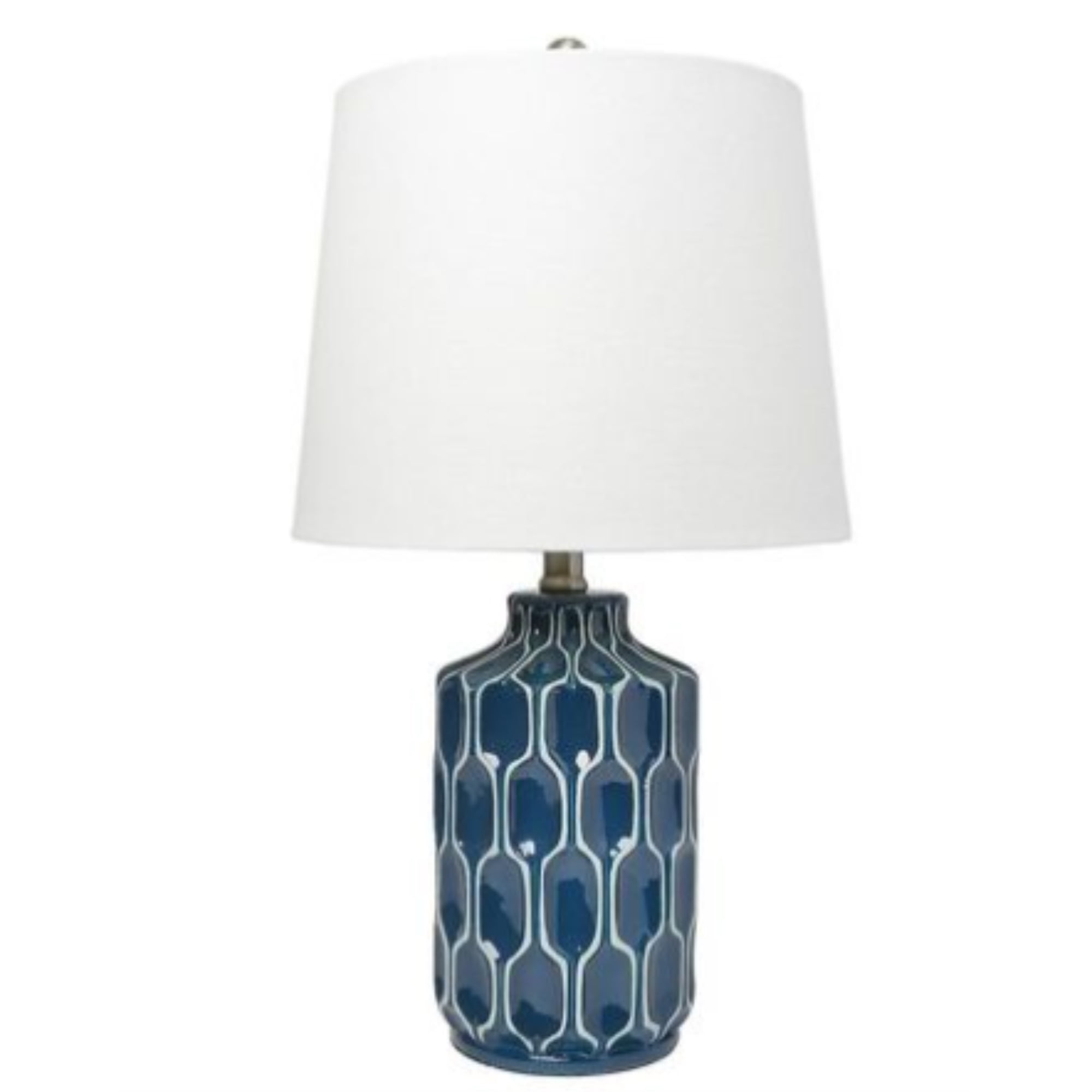  Lalia Home Moroccan Table Lamp with Fabric White Shade, Blue