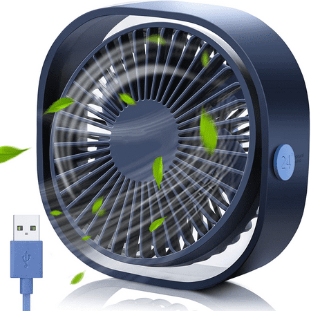 

Small USB Desktop Fan USB Powered 3 Speed Portable Desktop Desktop Cooling Fan Strong Wind Outdoor Travel-Navy Blue