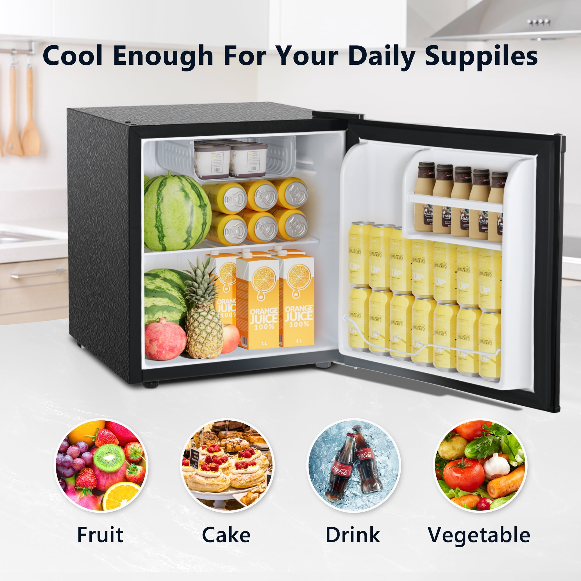 Simzlife 1.6 Cu.ft Mini Fridge with Freezer, Single Door Compact Designed Mini Refrigerator, Black