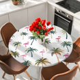 thumbnail image 2 of Palm Trees Round Tablecloth 45-54 Inch Round Fitted Table Cloth with Elastic Edge, Watercolor Tropical Flamingo Summer Waterproof Table Cover Protector for Outdoor Picnic Party Dining, 2 of 6