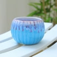 thumbnail image 2 of geerera Ceramic Pumpkin Planter, Round Cactus Pot with Colorful Glaze, for Succulents, Air Plants, Tabletop Decor, 2 of 6