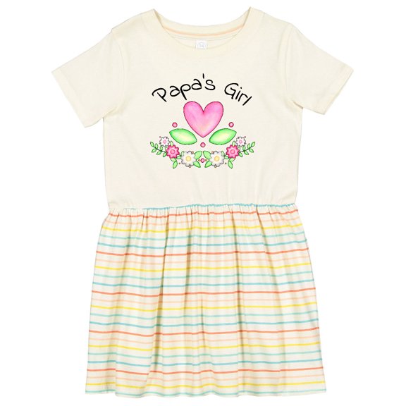 Inktastic Papa's Girl Heart Flowers Girls Toddler Dress