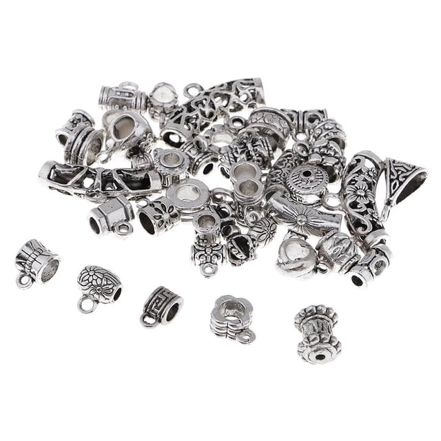 40 Piezas Mezcladas de Plata Tubo Espaciador Abalorios Colgaes Manualidades de Joyería de Bricolaje