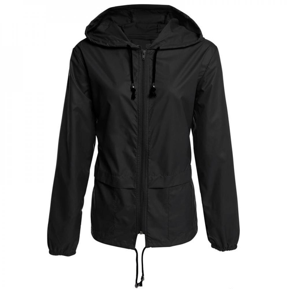 Fashion Thin Section Ladies Waterproof Clothing Hooded Drawstring Outdoor Hiking Rain Jacket Jacket - image 5 of 5
