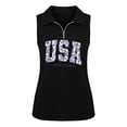 thumbnail image 5 of CAIXIA 4Th Of July Shirts Women Summer Sleeveless Tank Tops Zipper V Neck Ribbed Dressy Casual Blouses America 250 Flag Loose Business Polo Shirts, 5 of 5