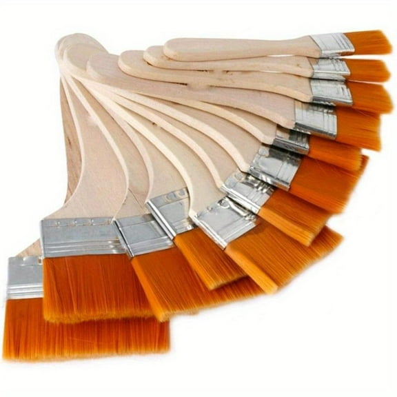 12pcs Art Paint Brushes Assorted Sized Nylon Painting Brushes with Wooden Handles for Acrylic, Oil, Paint, Varnishes, Watercolor, Painter, Students, Artist