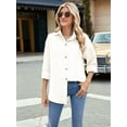 thumbnail image 3 of Womens Long Sleeve Button Down Shirts Oversized Collared Drop Shoulder Work Tops Textured Loose Blouse Cream White L, 3 of 8