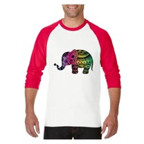 MmF - Mens Raglan Sleeve Baseball T-Shirts, up to Size 3XL - Elephant
